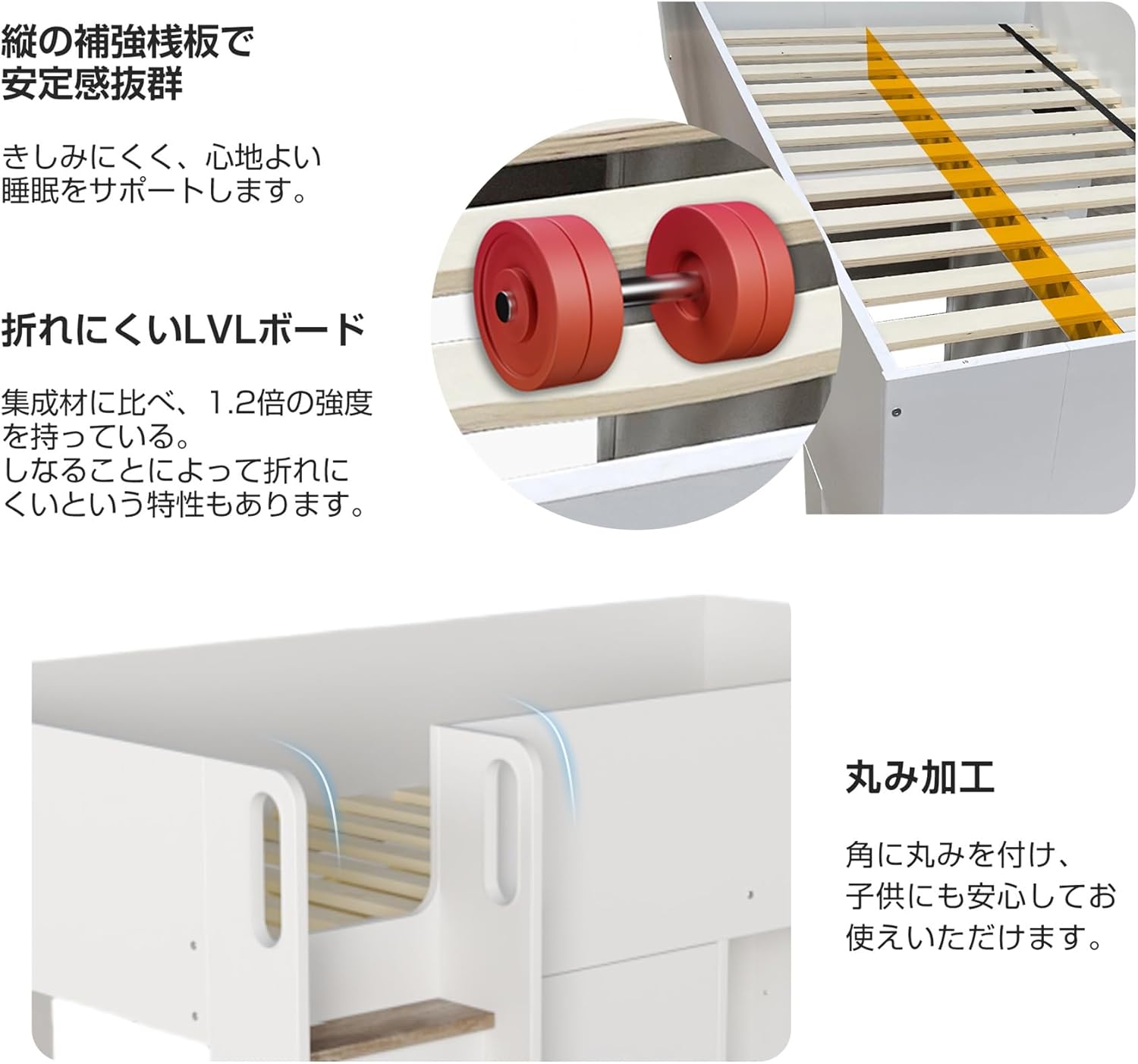 楽天市場】ロフトベッド 階段 ミドル ロータイプ 二段ベッド 耐荷重